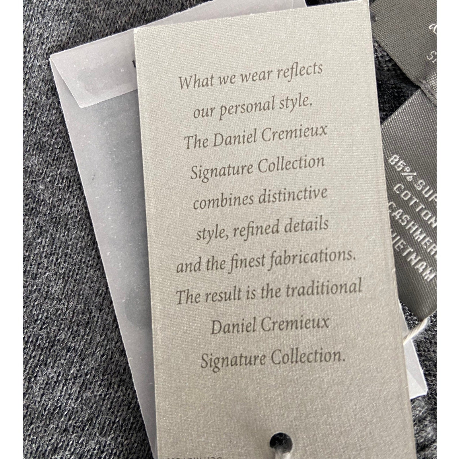 Daniel Cremieux V-Neck Sweater Men's XL Pima Cotton Cashmere Blend Gray