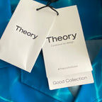 Theory Men's Medium Short Sleeve Shirt Camp Collar Blue Ripple Print