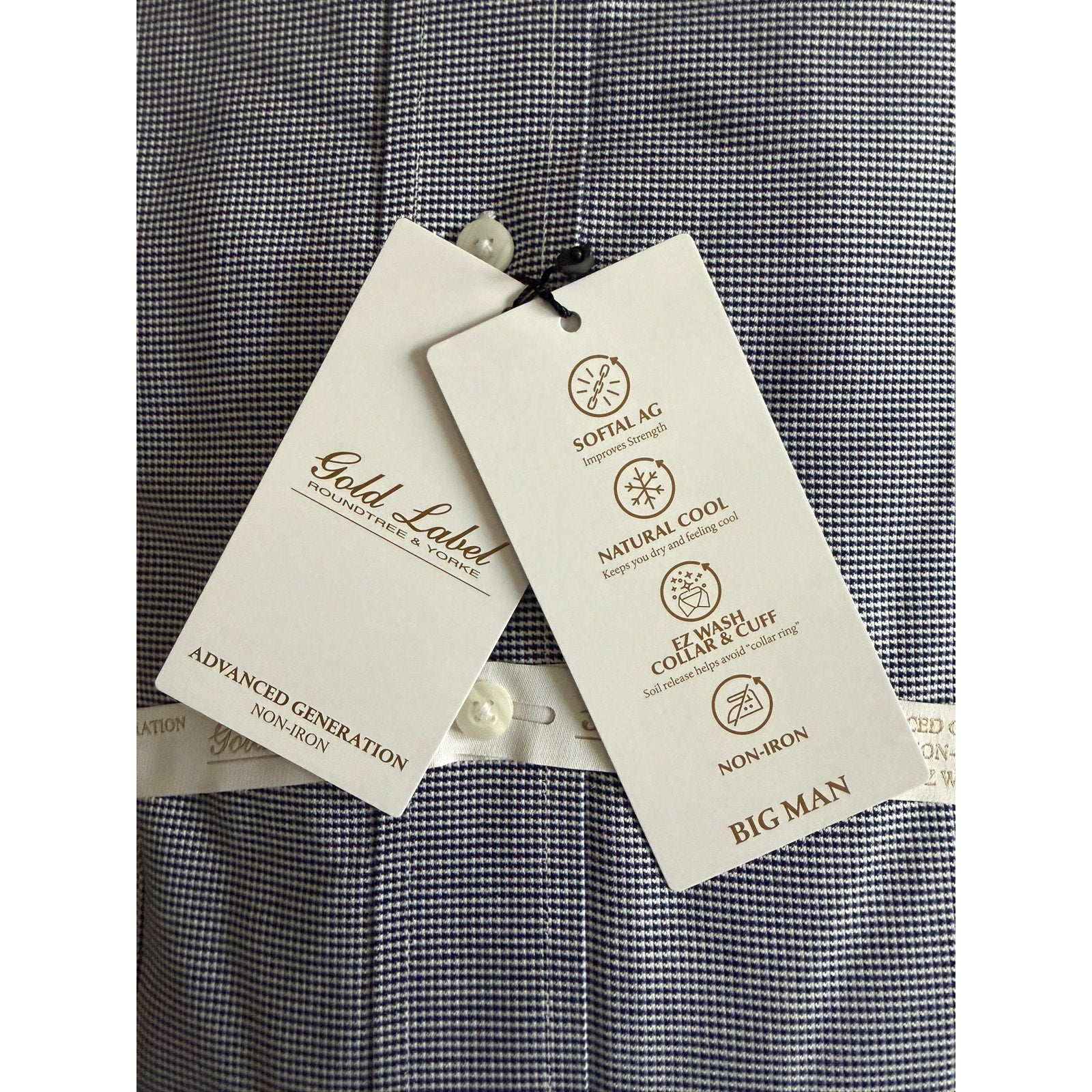 Roundtree & Yorke Shirt Big & Tall Men's 20 36/37 Dress Shirt Navy Blue