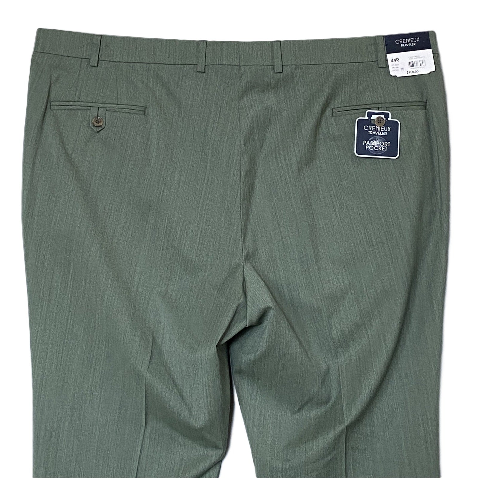 Daniel Cremieux Dress Pant Men's 44R Traveler Raw Hem Comfort Waist Green