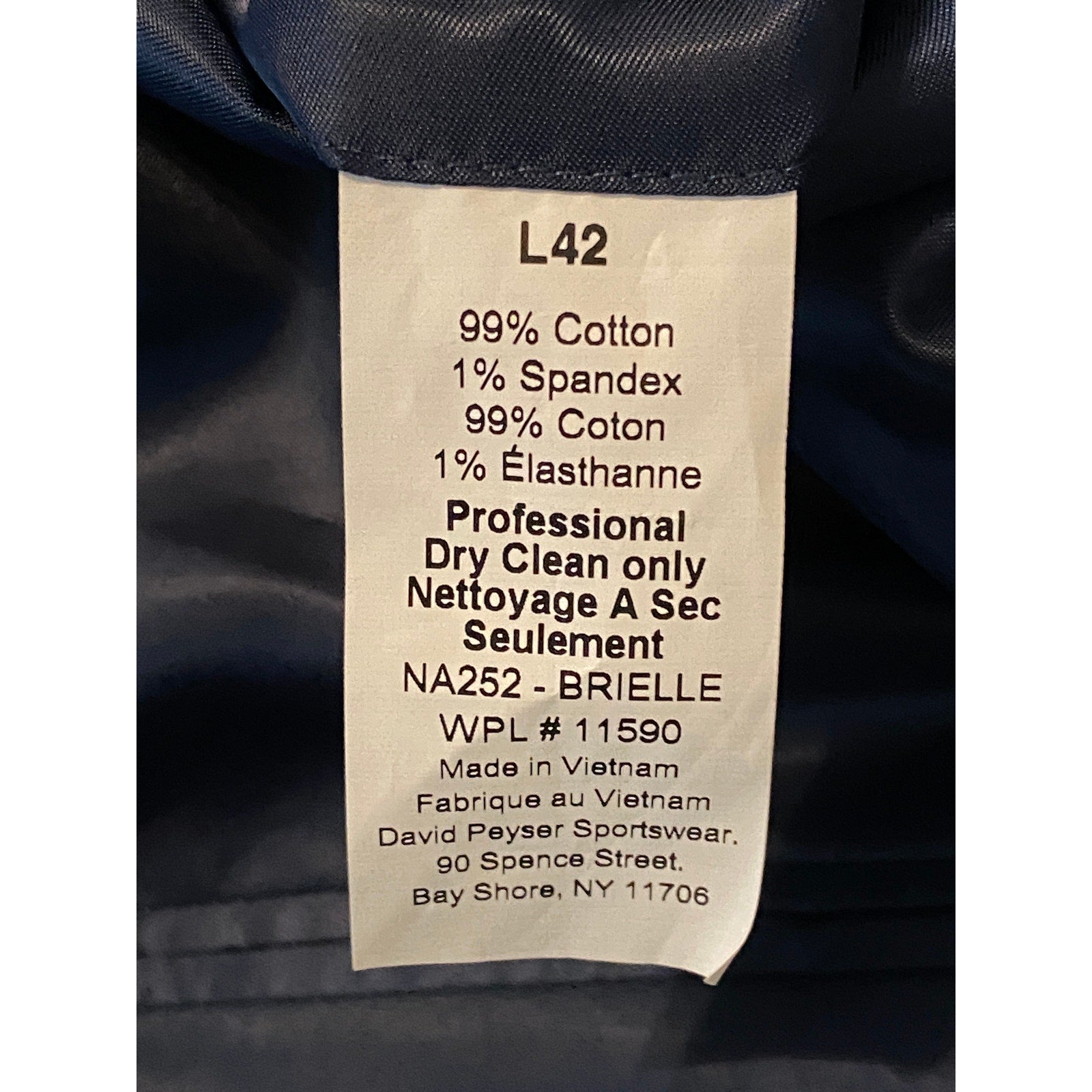 Nautica Sport Coat Men's 42 Long Corduroy Sport Coat Modern Fit Navy Blue