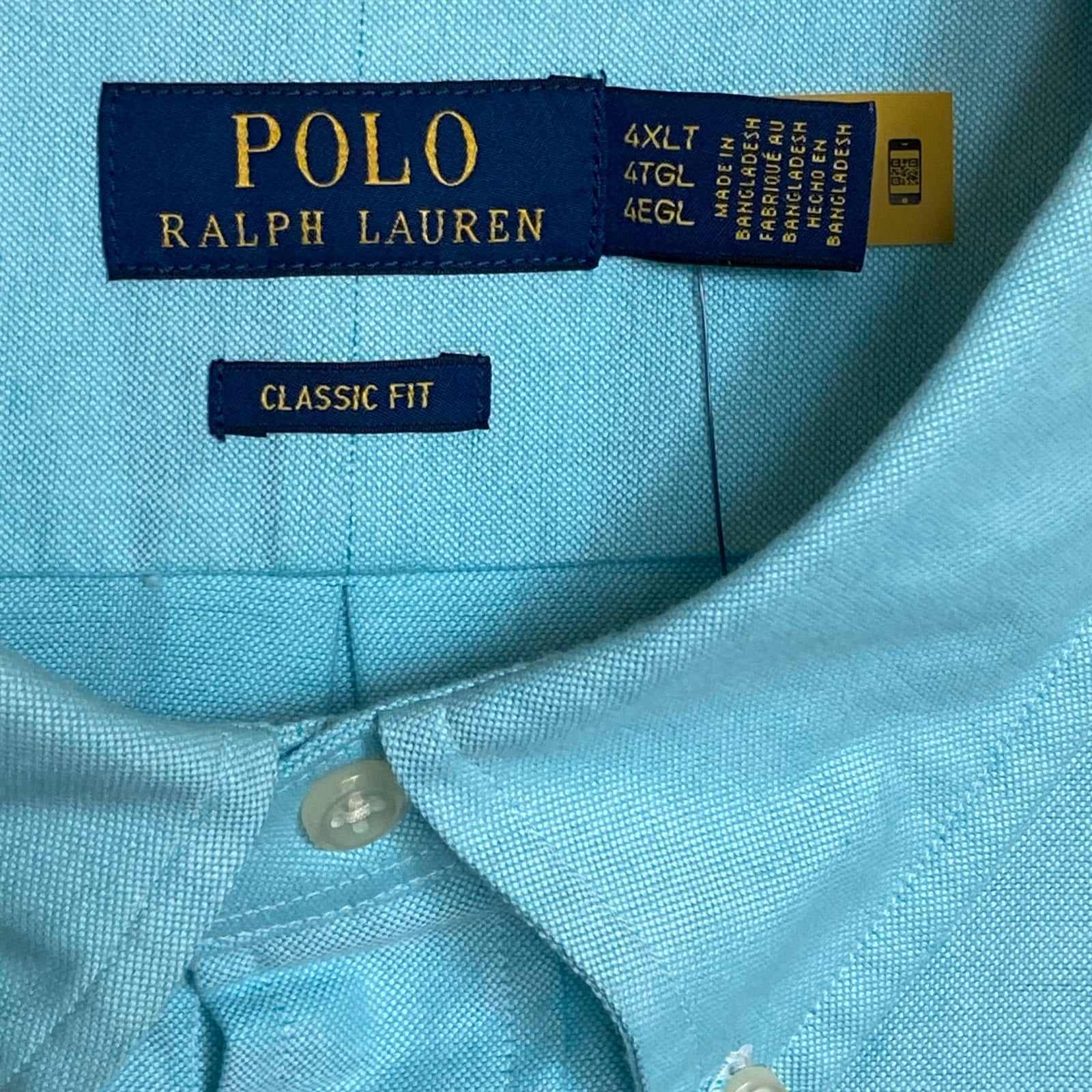 Polo Ralph Lauren Shirt Men's 4XLT Big & Tall Classic Fit Oxford Agean Blue