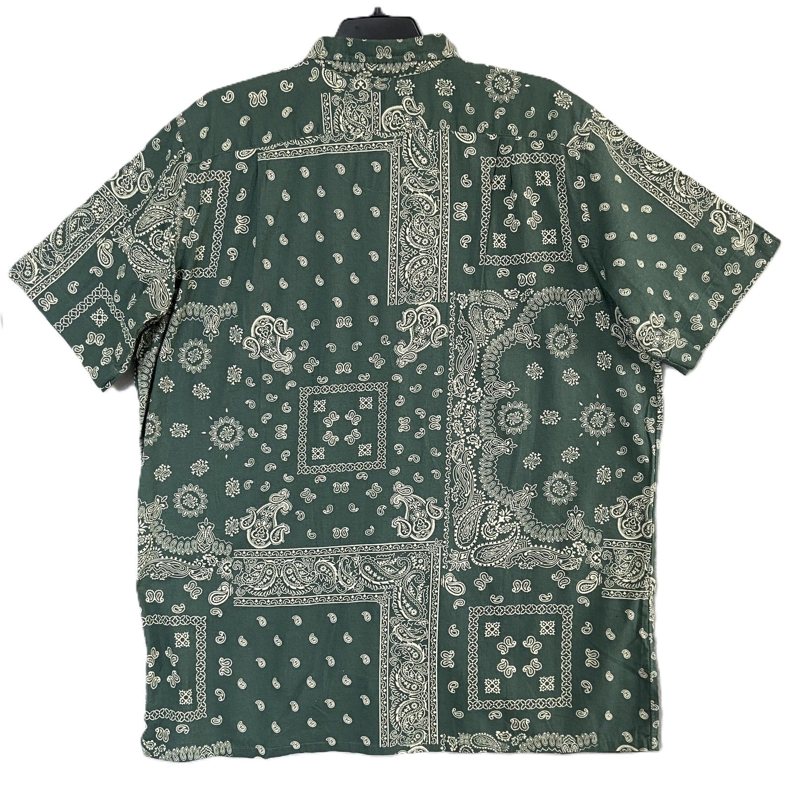 Polo Ralph Lauren Shirt Men's XLT Bandana Print Camp Shirt Linen Blend Green