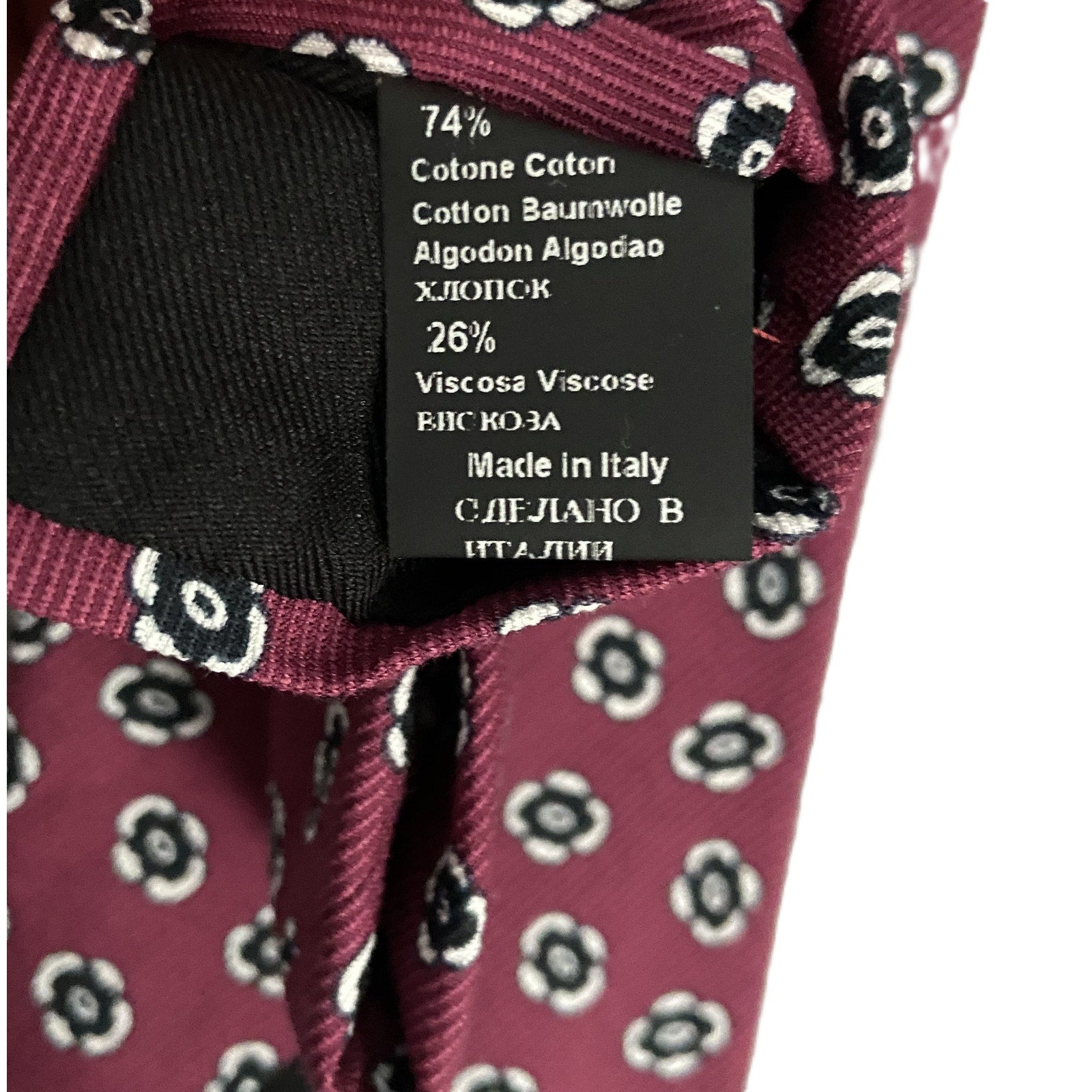 Boss Men's 3" Tie Red Floral Cotton Blend Made in Italy NEW