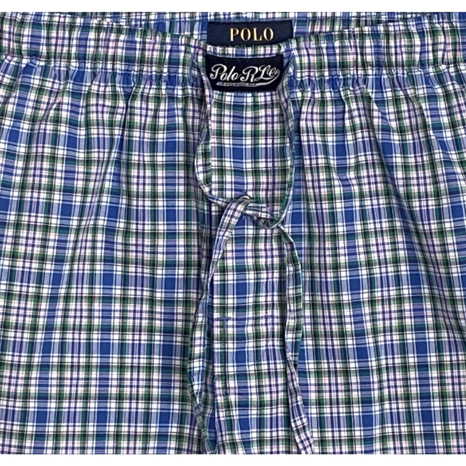 Polo Ralph Lauren Sleepwear Shorts Men's Small Blue Plaid Drawstring Waist