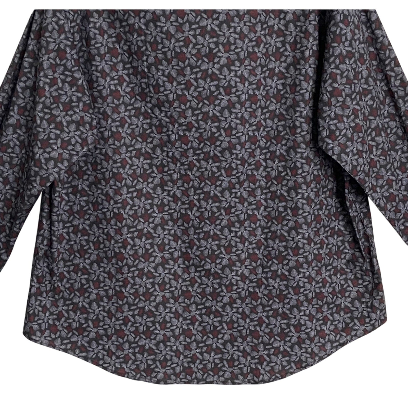 Quieti Button-Up Shirt Men's XXL Long Sleeve Stretch Cotton Black Red Floral