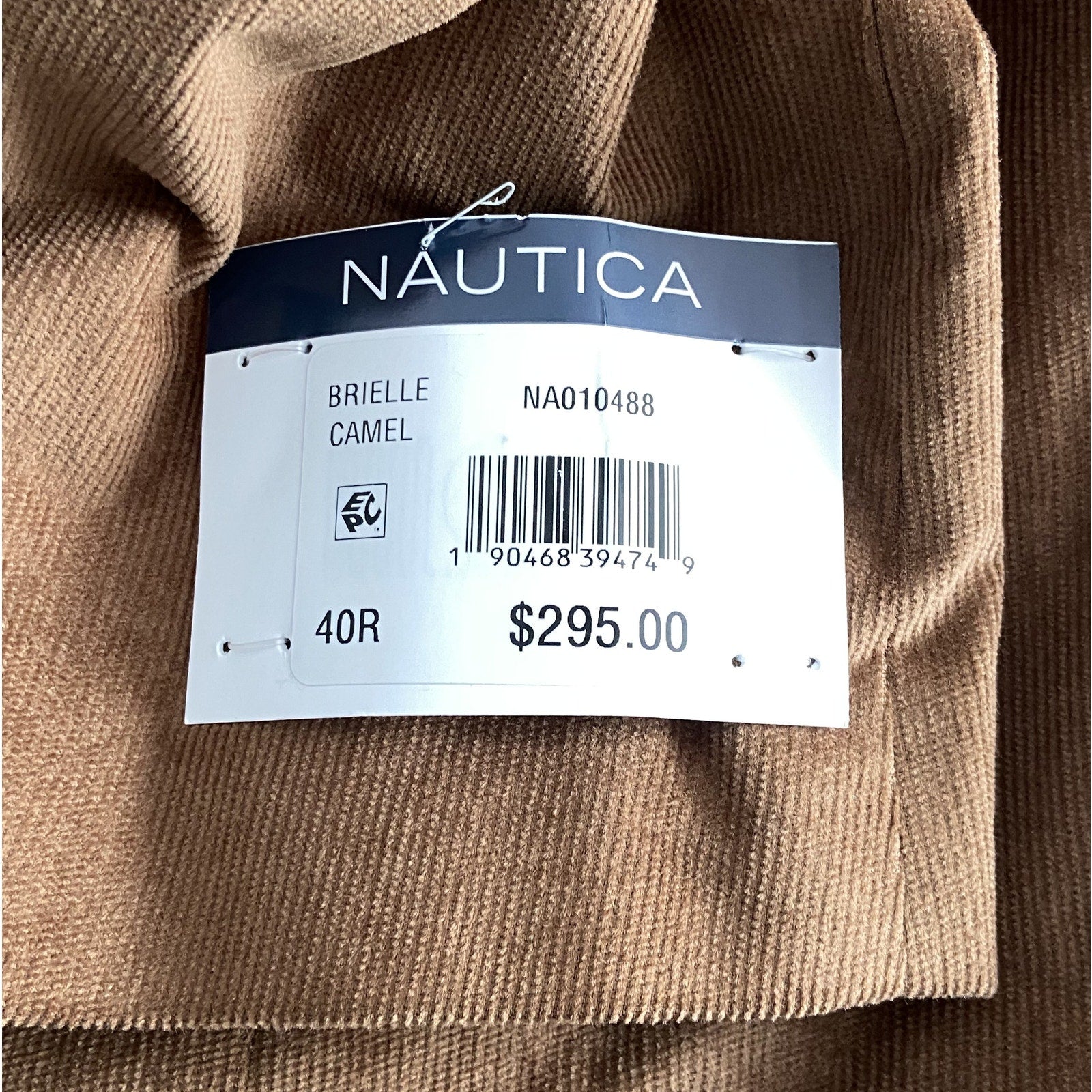 Nautica Sport Coat Men's 40 Regular Corduroy Modern Fit Camel Brown