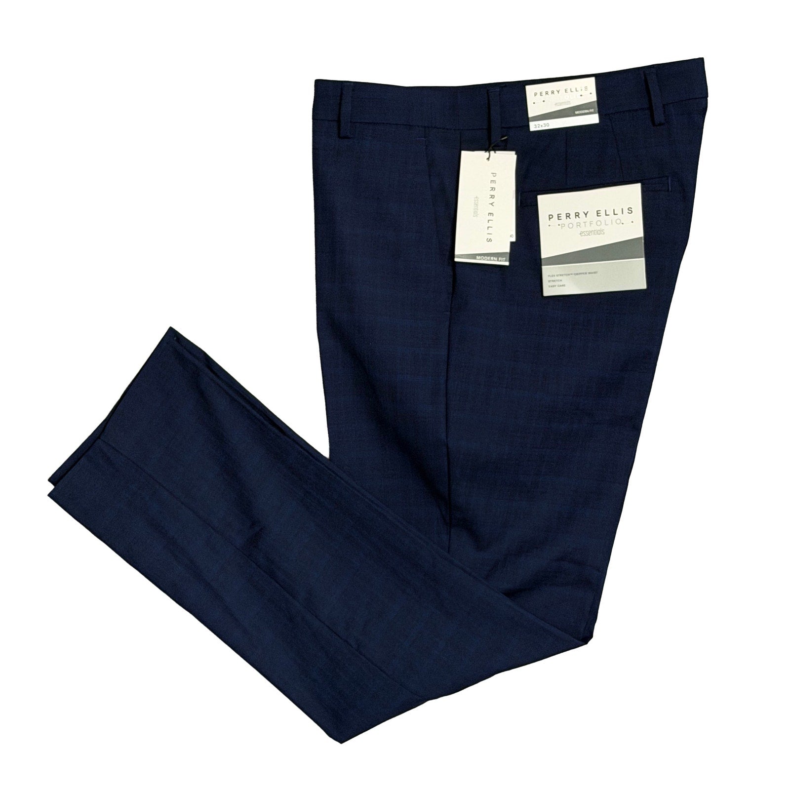 Perry Ellis Portfolio Pant Men's 32"x30" Modern Fit Flat Front Passion Blue
