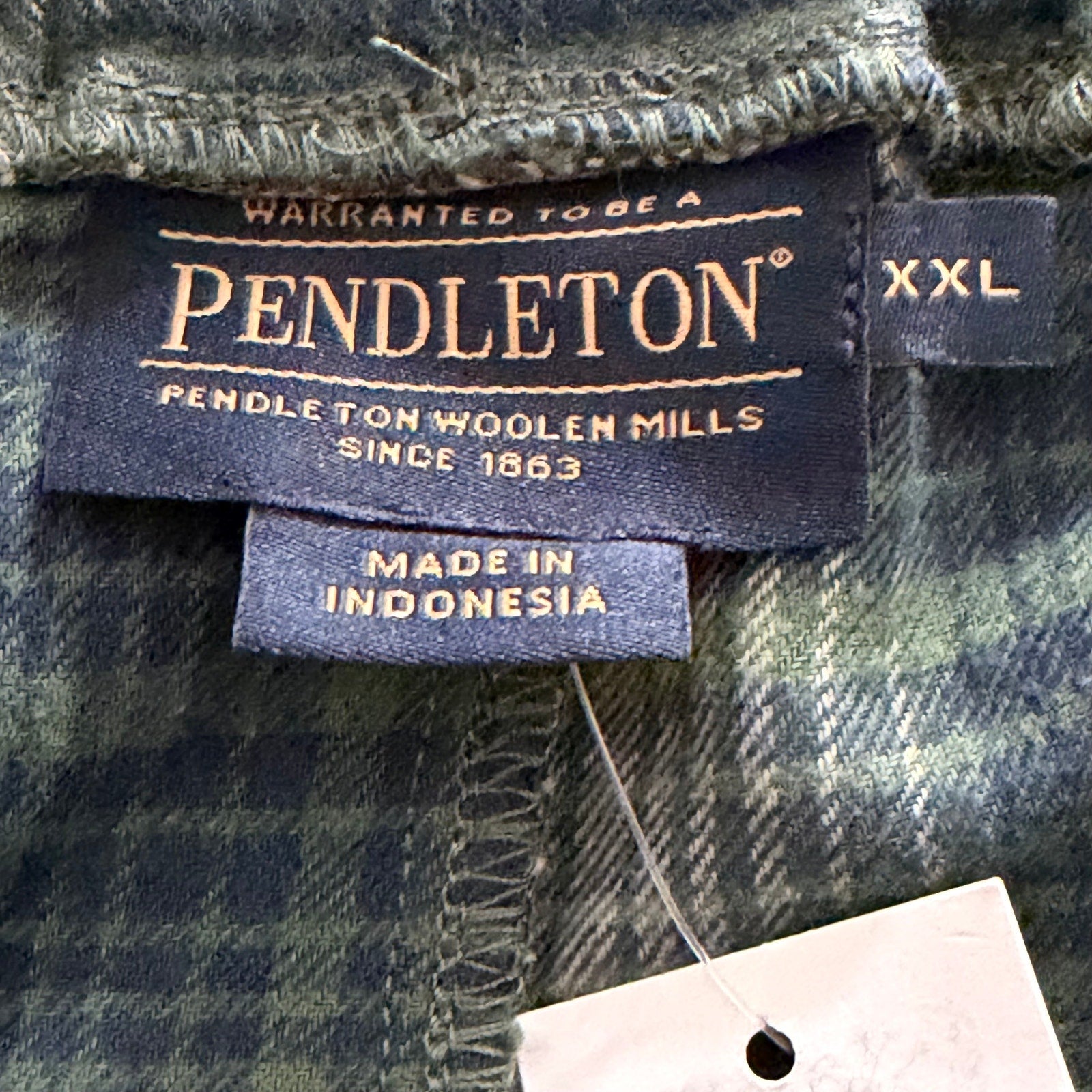 Pendleton Flannel Pajama Pant Men's XXL Elastic Drawstring Waist Green Plaid