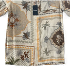 Murano Camp Shirt Men's XLT Big & Tall Bandana Print Linen Blend Egg Shell