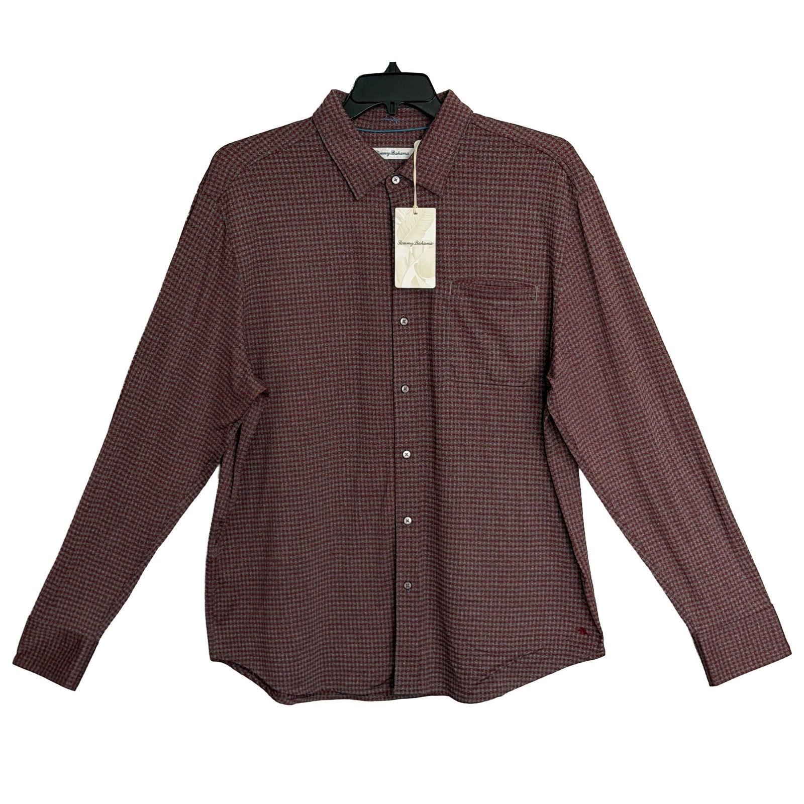 Tommy Bahama Shirt Men's XL "San Sebastian Check" Shirt Pinot Noir