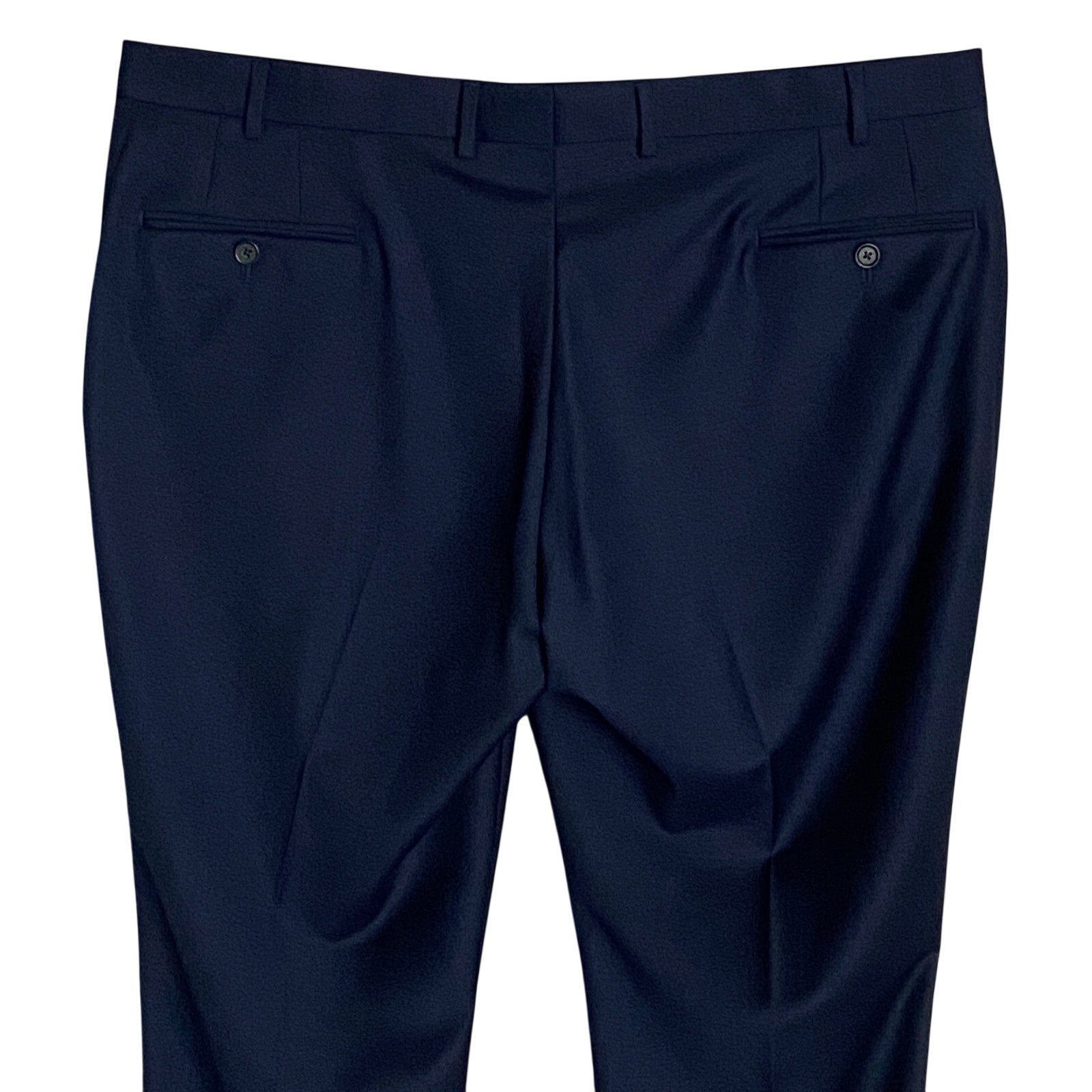 Ted Baker London Pant Men's 42R Wool Joey Dress Pant Solid Navy Blue Raw Hem