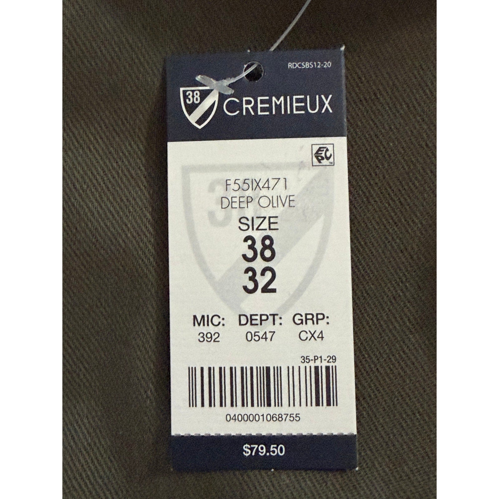 Daniel Cremieux Denim Pants Men's 38"x32" Madison Classic Fit Deep Olive