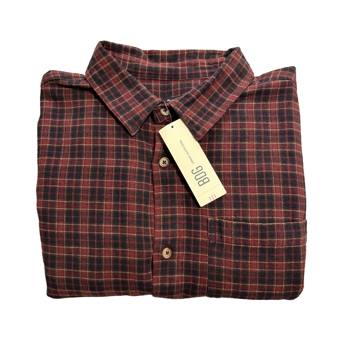 BDG Flannel Shirt Men's XL Long Sleeve Button Up Red Black Gingham