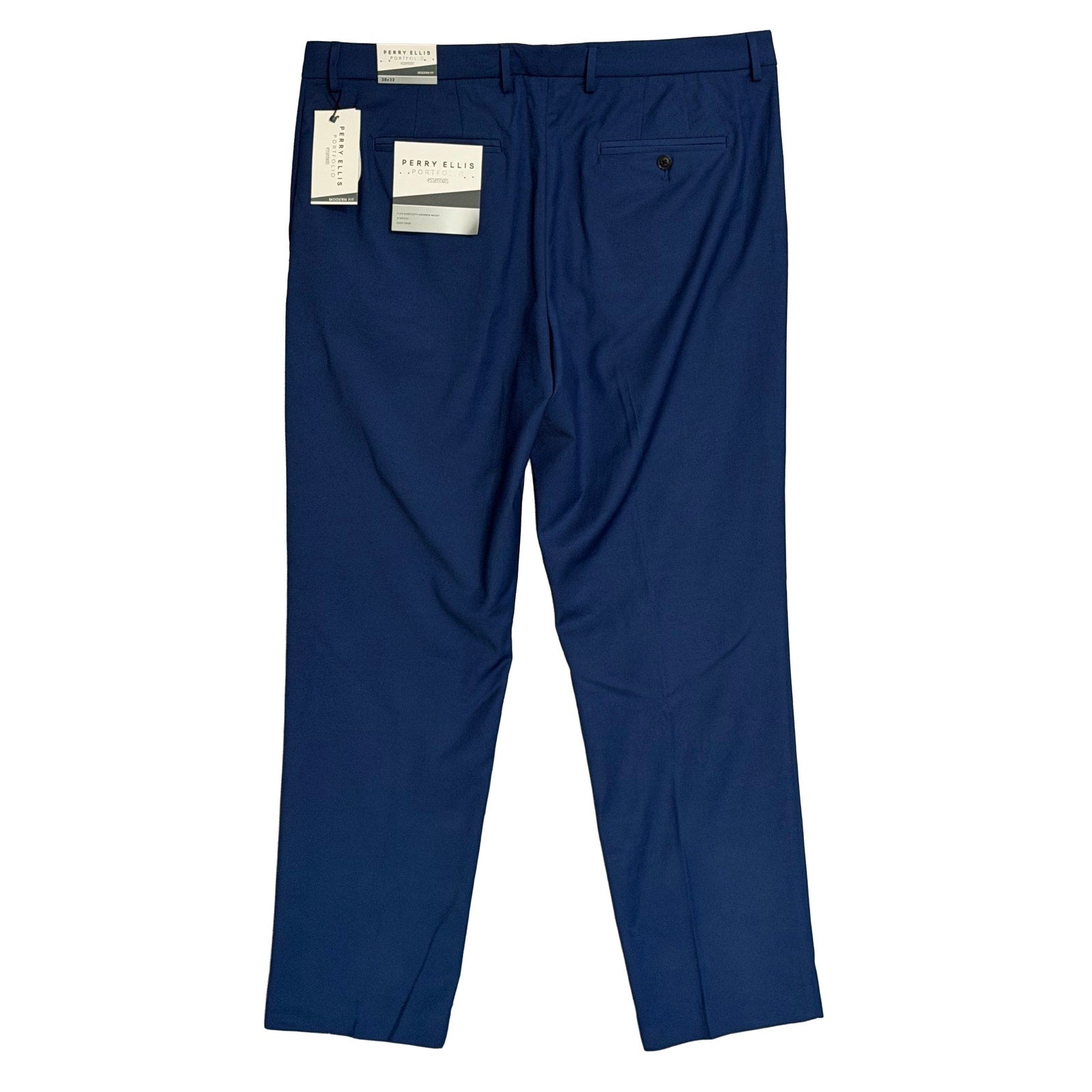 Perry Ellis Portfolio Pants Men's 38"x32" Dress Pants Modern Fit Navy