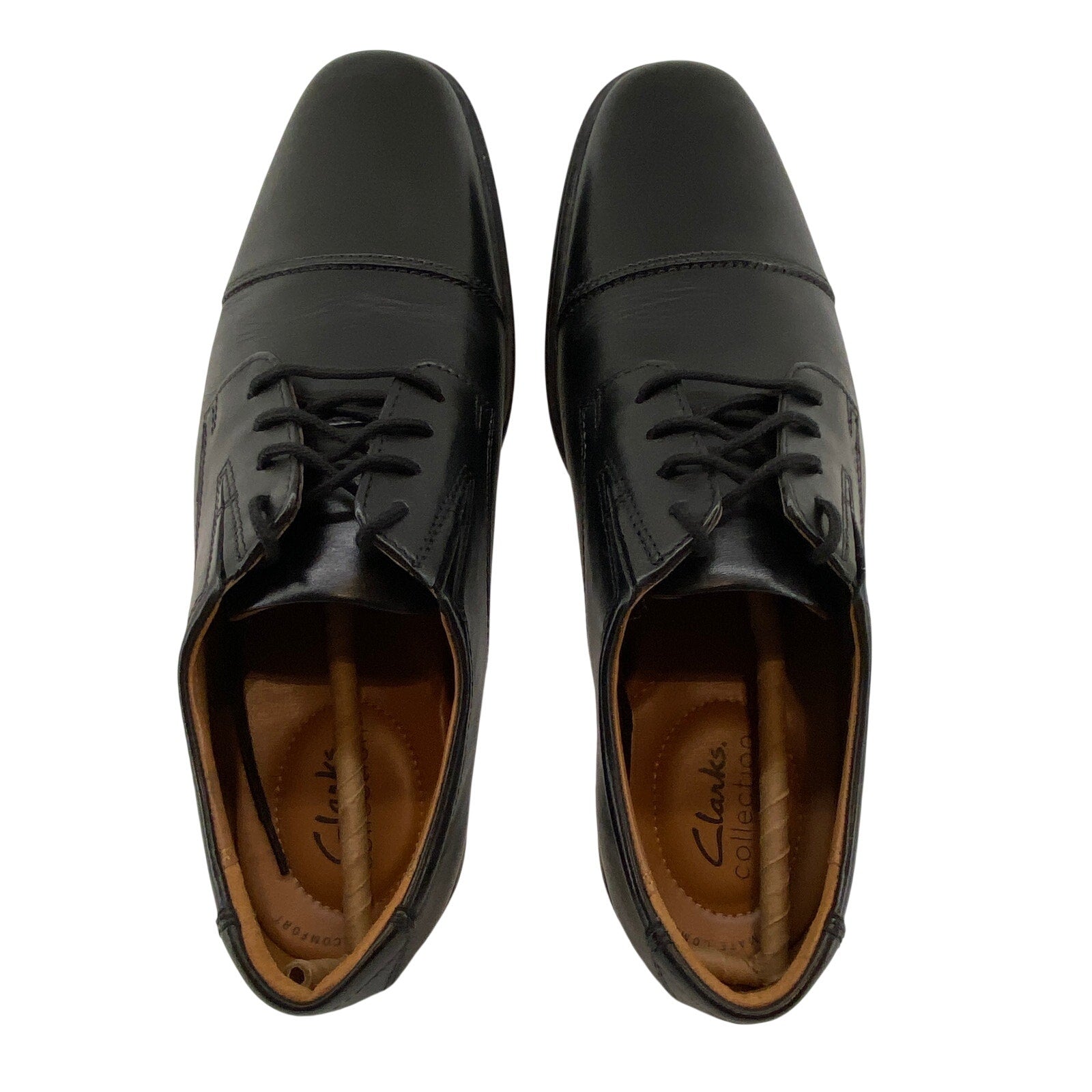 Clarks Men's Dress Shoes Size 8.5 Black Leather Oxford Tilden Cap Lace Up