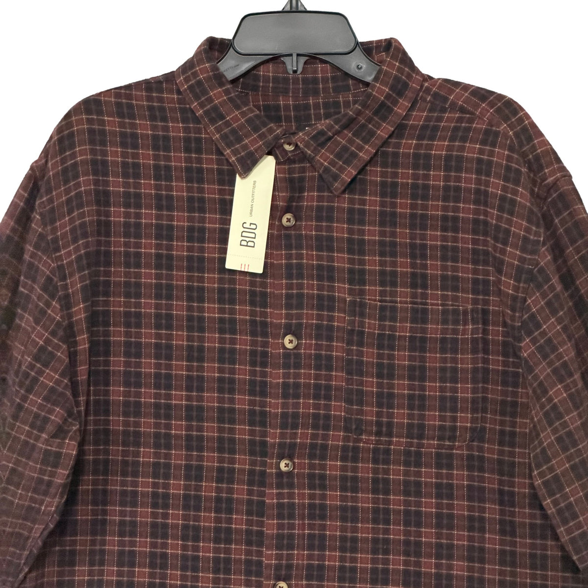 BDG Flannel Shirt Men's XL Long Sleeve Button Up Red Black Gingham