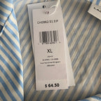 Lacoste Sleepwear Men's XL Poplin Pajama Shirt Cotton Blue Pinstripe