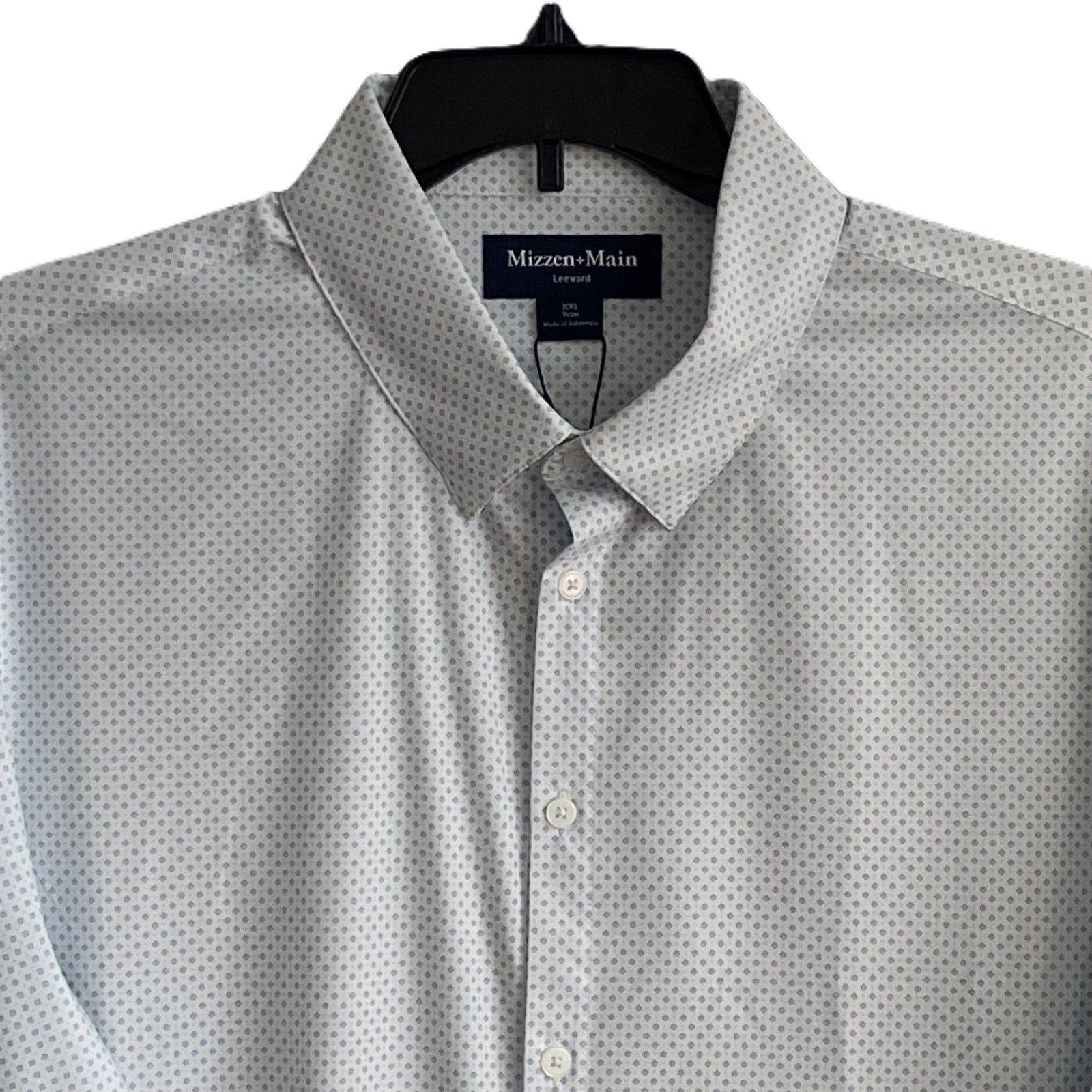 Mizzen+Main Shirt Men's XXL Leeward Trim Fit Long Slv White Double Diamond