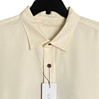 Roundtree & Yorke Caribbean Men's XXL Embroidered Short Sleeve Shirt Cream