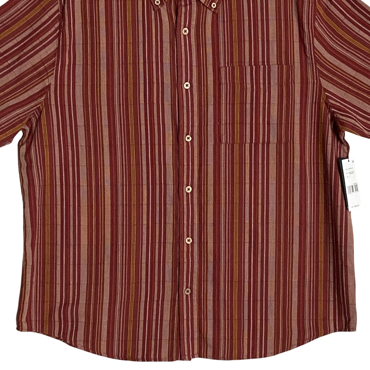 Liverpool Los Angeles Shirt Men's Large Button-Down Short Sleeve Brick Stripe
