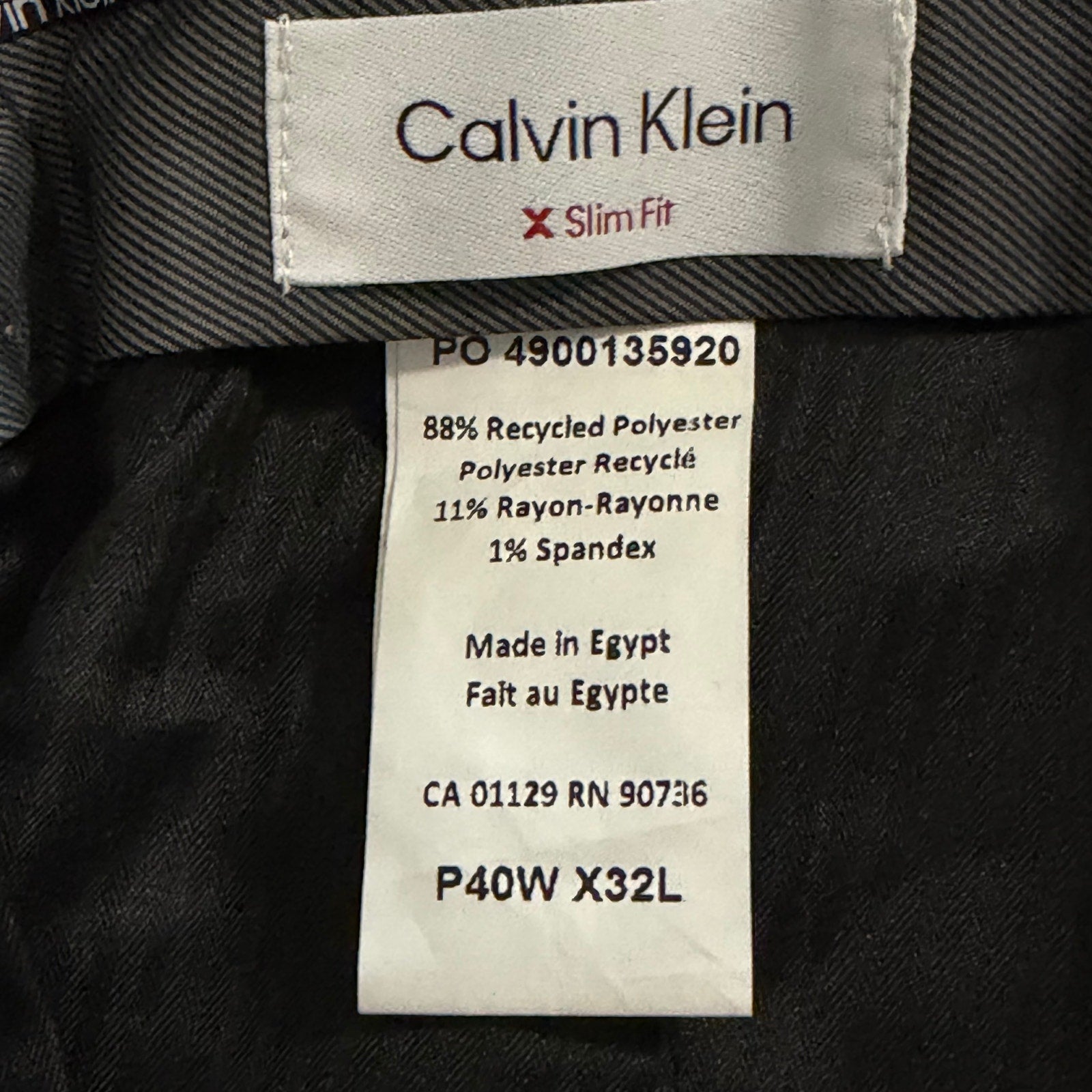 Calvin Klein Dress Pants Men's 40"x32" Slim Fit Stretch Jerome Grey