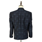 Tayion Sport Coat Men's 44 Short Double-Breasted Jacquard Blue Navy