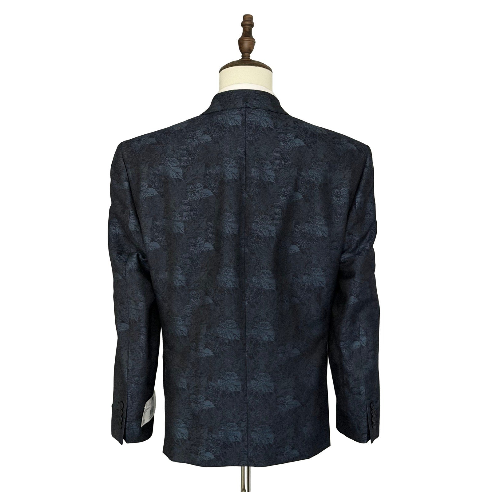 Tayion Sport Coat Men's 44 Short Double-Breasted Jacquard Blue Navy