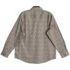 Alfani Dress Shirt Men's Medium Button-Up Long Sleeve Cotton Taupe Geo Print