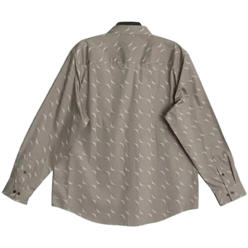 Alfani Dress Shirt Men's Medium Button-Up Long Sleeve Cotton Taupe Geo Print