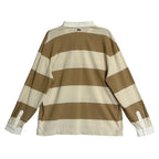 Lacoste Striped Rugby Polo Men's XXL Relaxed Fit Long Sleeve Beige