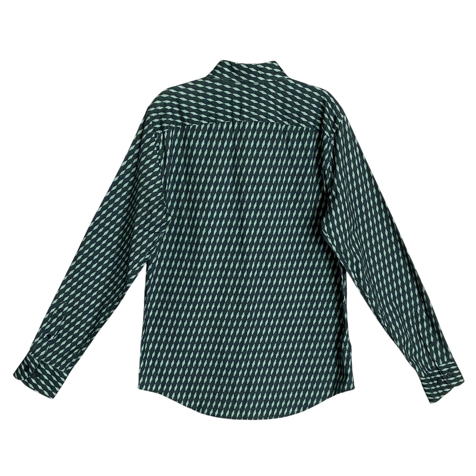 Penguin Shirt Men's Small Long Sleeve Button-Down Shirt Green Geo Print