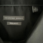 Geoffrey Beene Men's XL 17-17.5 32/33 Satin Stretch Dress Shirt Solid Black