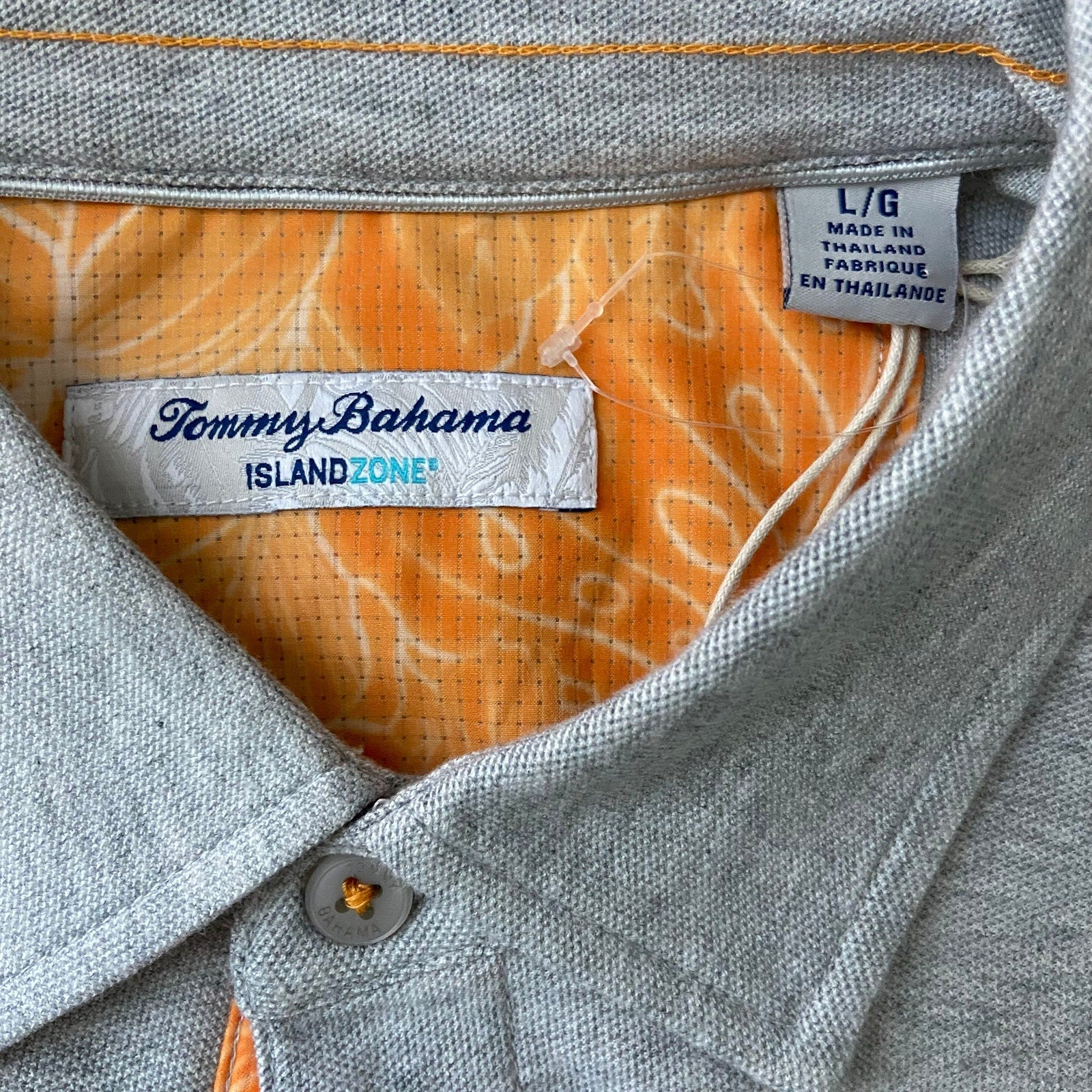 Tommy Bahama Polo Shirt Men's Large Island Zone Pima Cotton Gray Heather