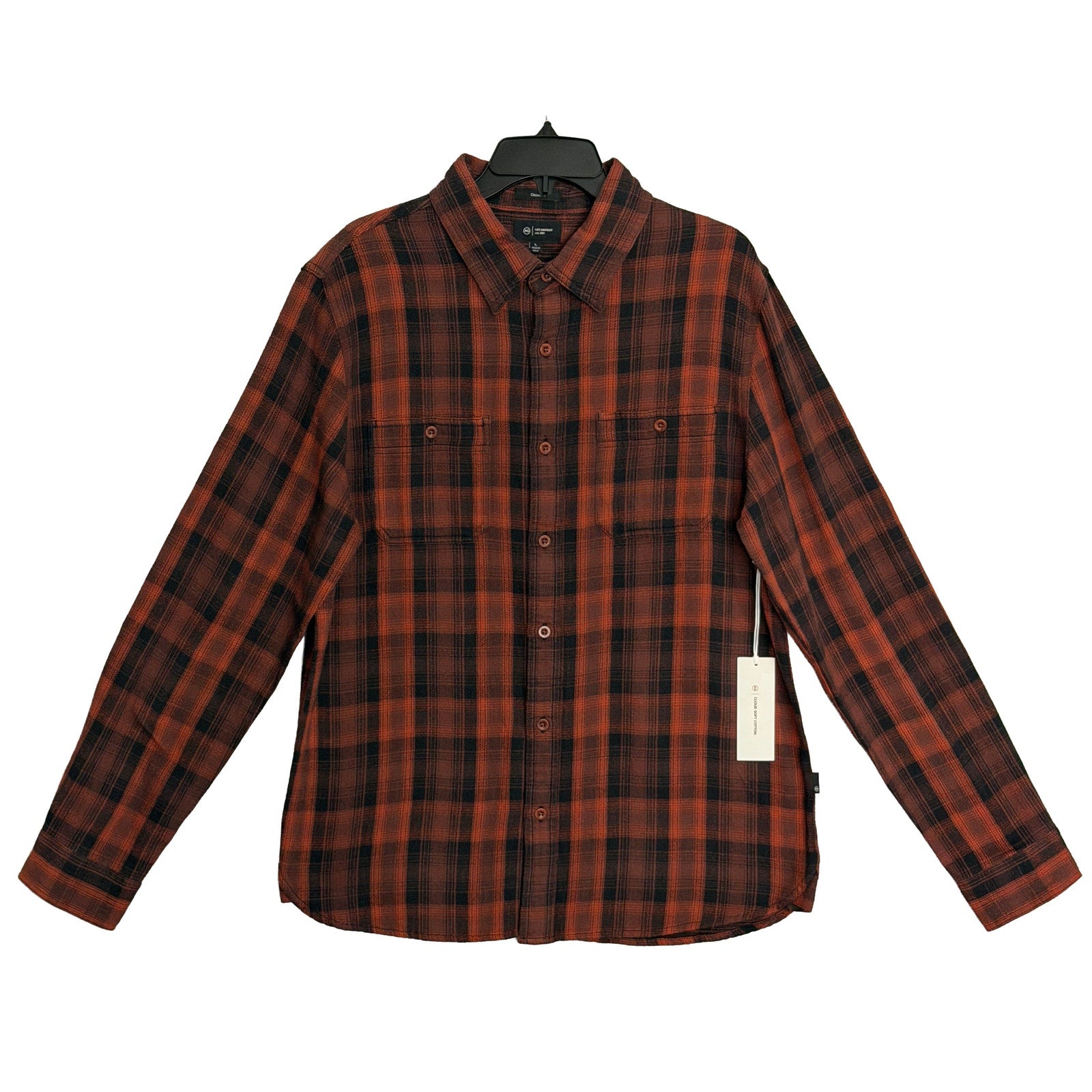 AG Los Angeles Shirt Men's Large Classic Fit Mason Work Shirt Burgundy Plaid