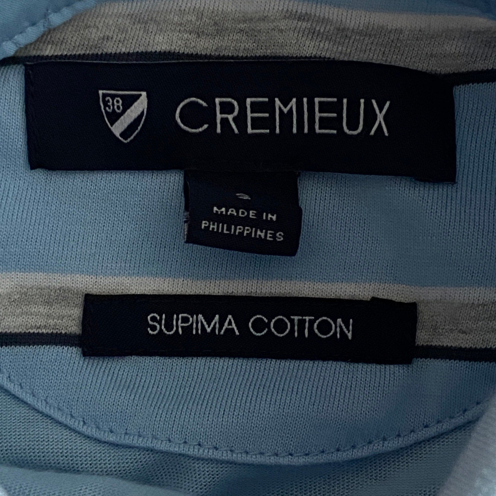 Daniel Cremieux Shirt 38 Men's Small Pima Cotton Polo Blue & Gray Stripe