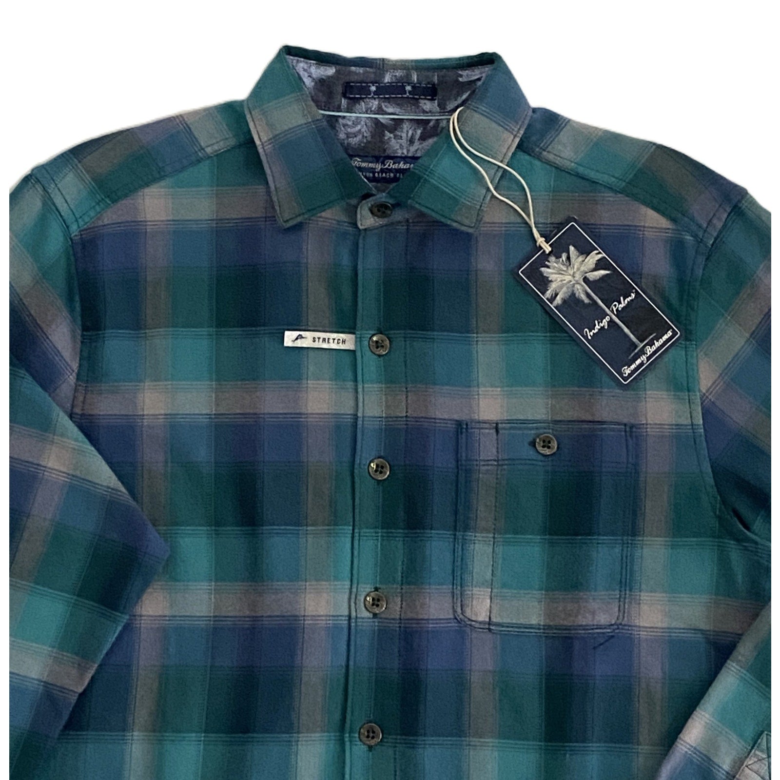 Tommy Bahama Shirt Men's Small Canyon Beach Flannel Fireside Check Seaway