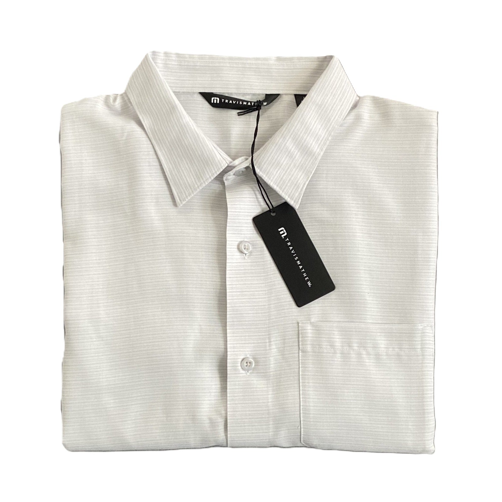 Travis Mathew Shirt Men's Large "Little Leary" Long Sleeve White Stripe