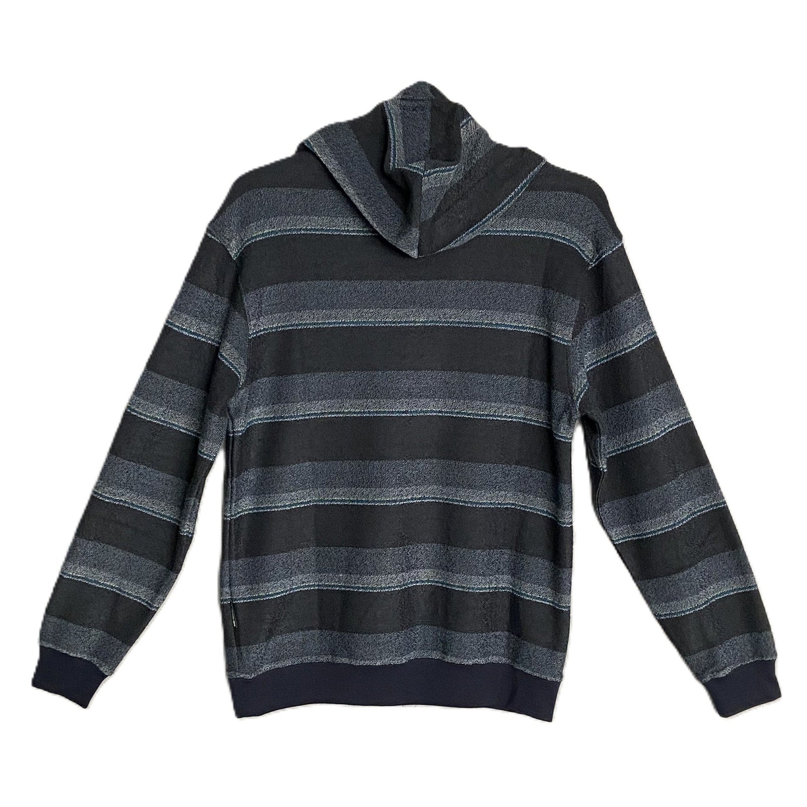Quiksilver Pullover Hoodie Long Sleeve Men's Small Drawstring Blue Stripe
