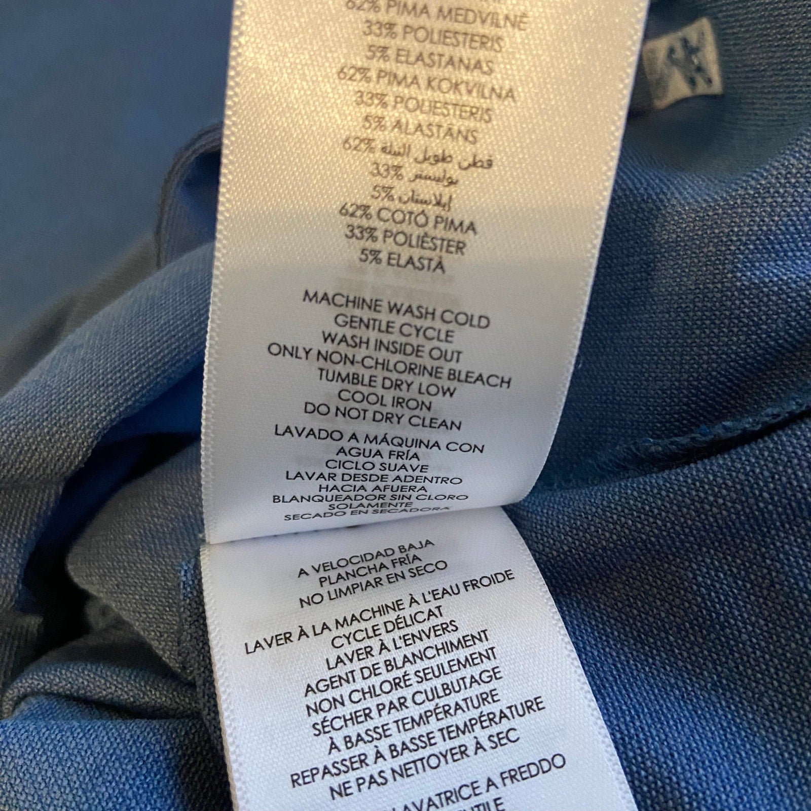 Michael Kors Polo Hoodie Shirt Men's Large Pima Cotton Stretch Ocean Blue