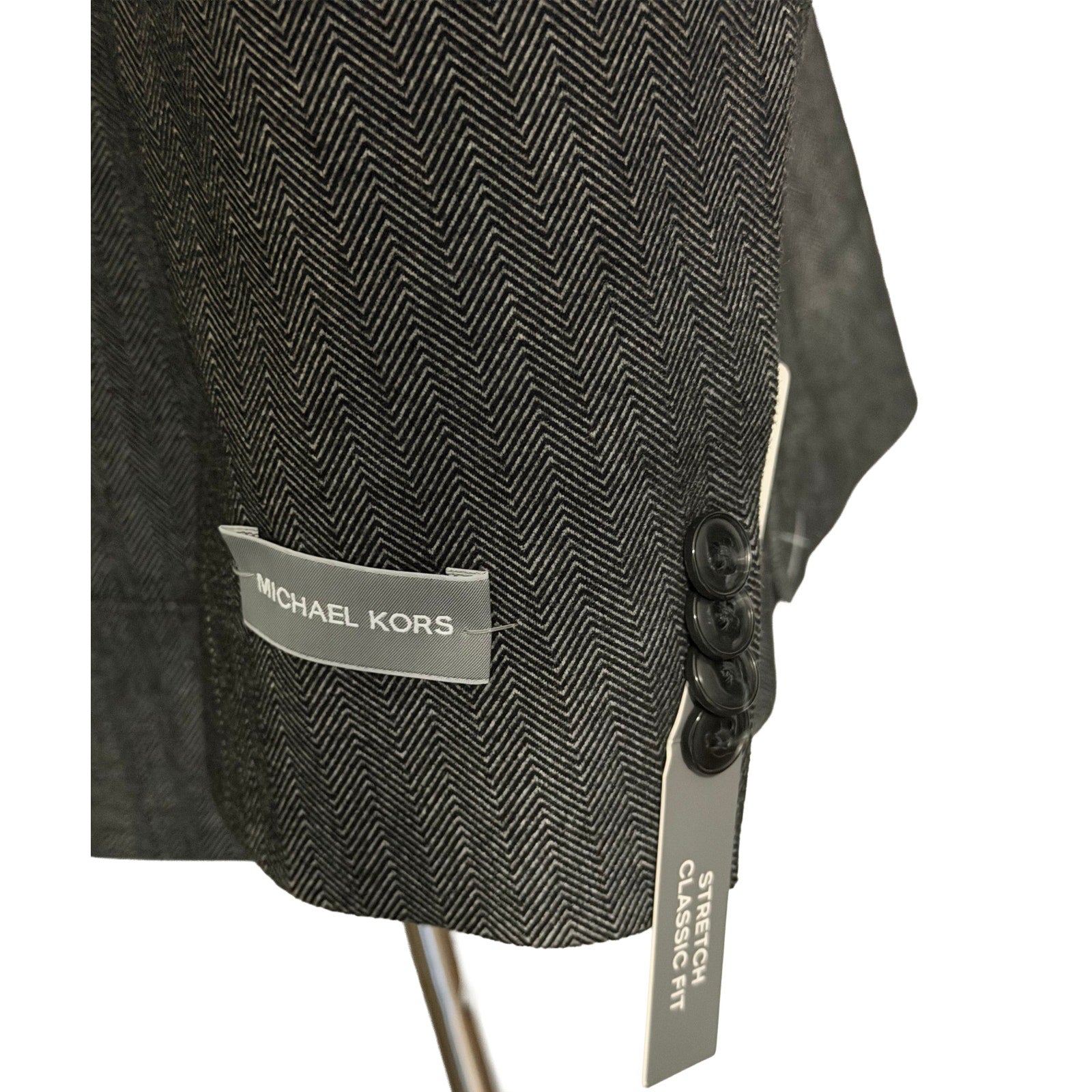 Michael Kors Sport Coat Men's 46 Long Classic Fit Charcoal Herringbone