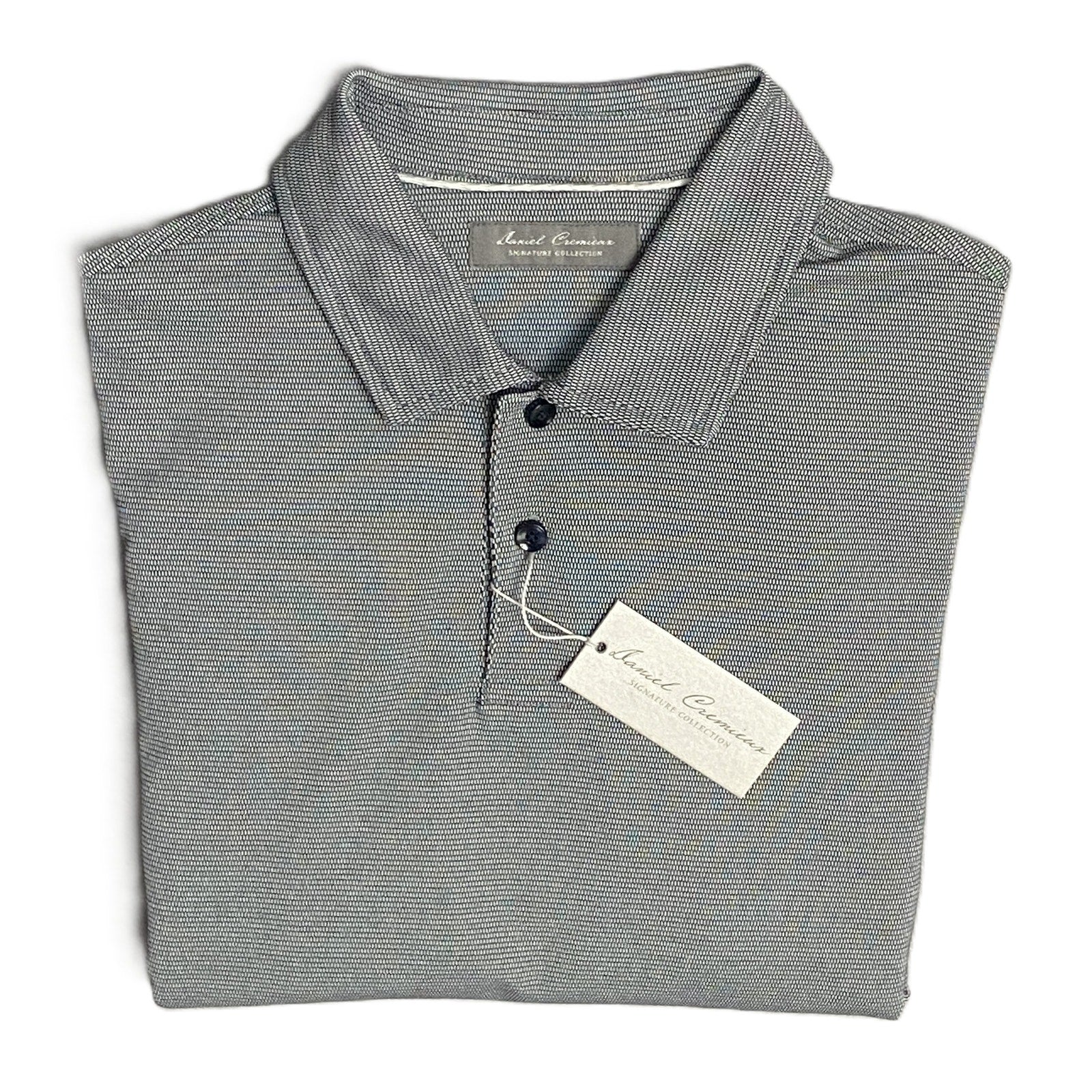 Daniel Cremieux Polo Shirt Men's Small Long Sleeve Pima Cotton Navy Heather