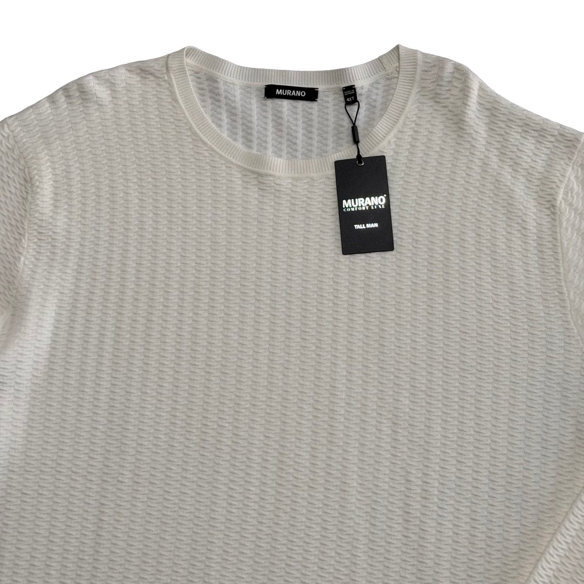 Murano Comfort Luxe Textured Sweater Men's 4XT Big & Tall Crew Neck Cream