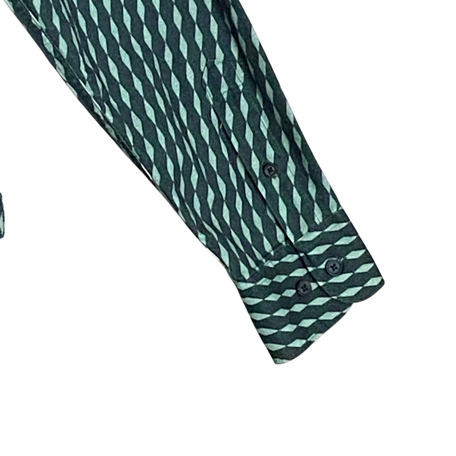 Penguin Shirt Men's Small Long Sleeve Button-Down Shirt Green Geo Print
