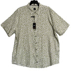 Boss Shirt Men's 3XL Big & Tall Short Slv Stretch Linen Shirt Green Floral