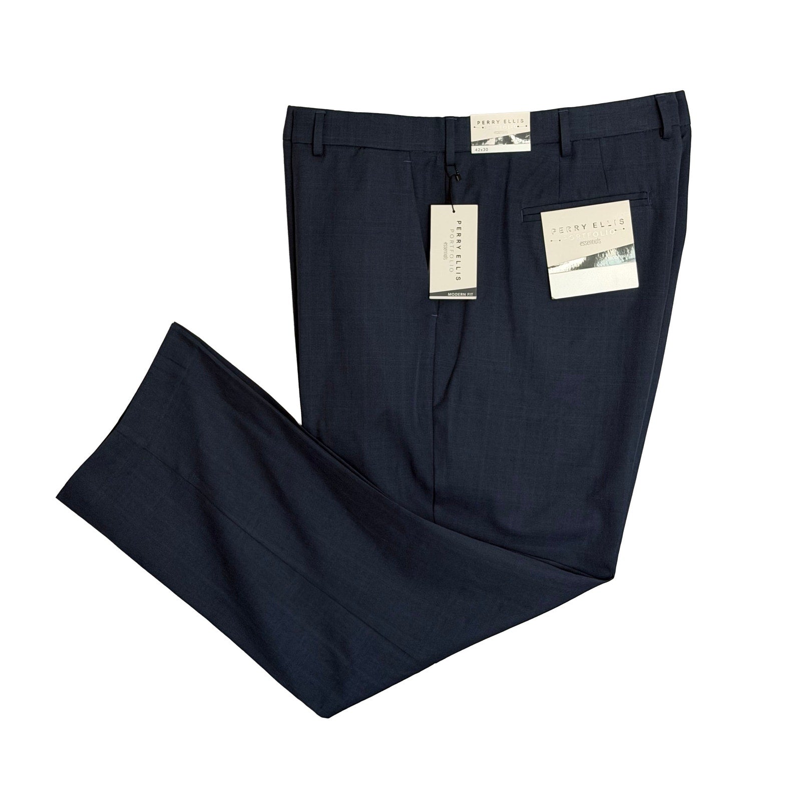 Perry Ellis Portfolio Pants Men's 42"x30" Dress Pants Modern Fit Indigo