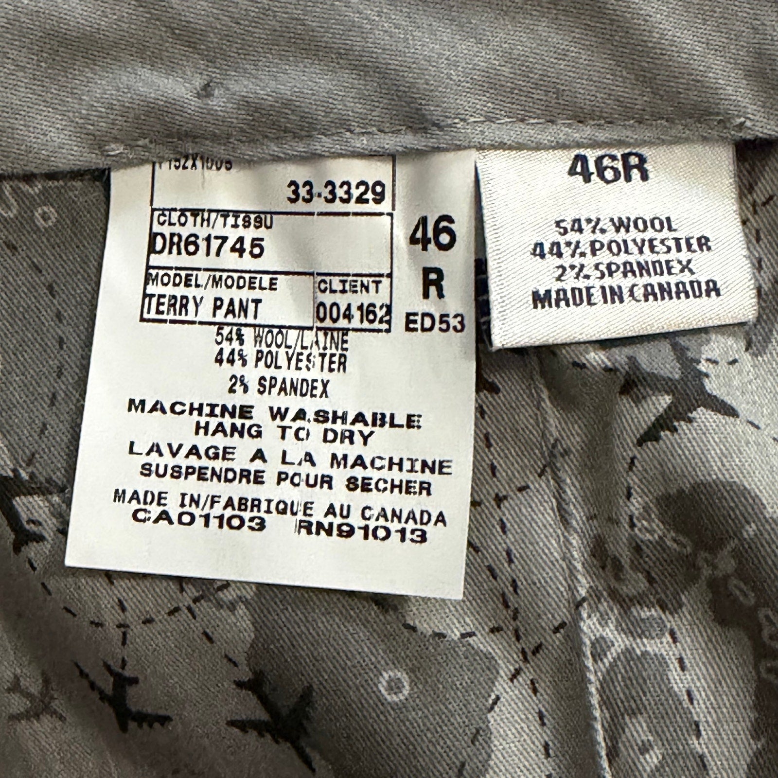 Daniel Cremieux Dress Pant Men's 46R Traveler Raw Hem Comfort Waist Gray