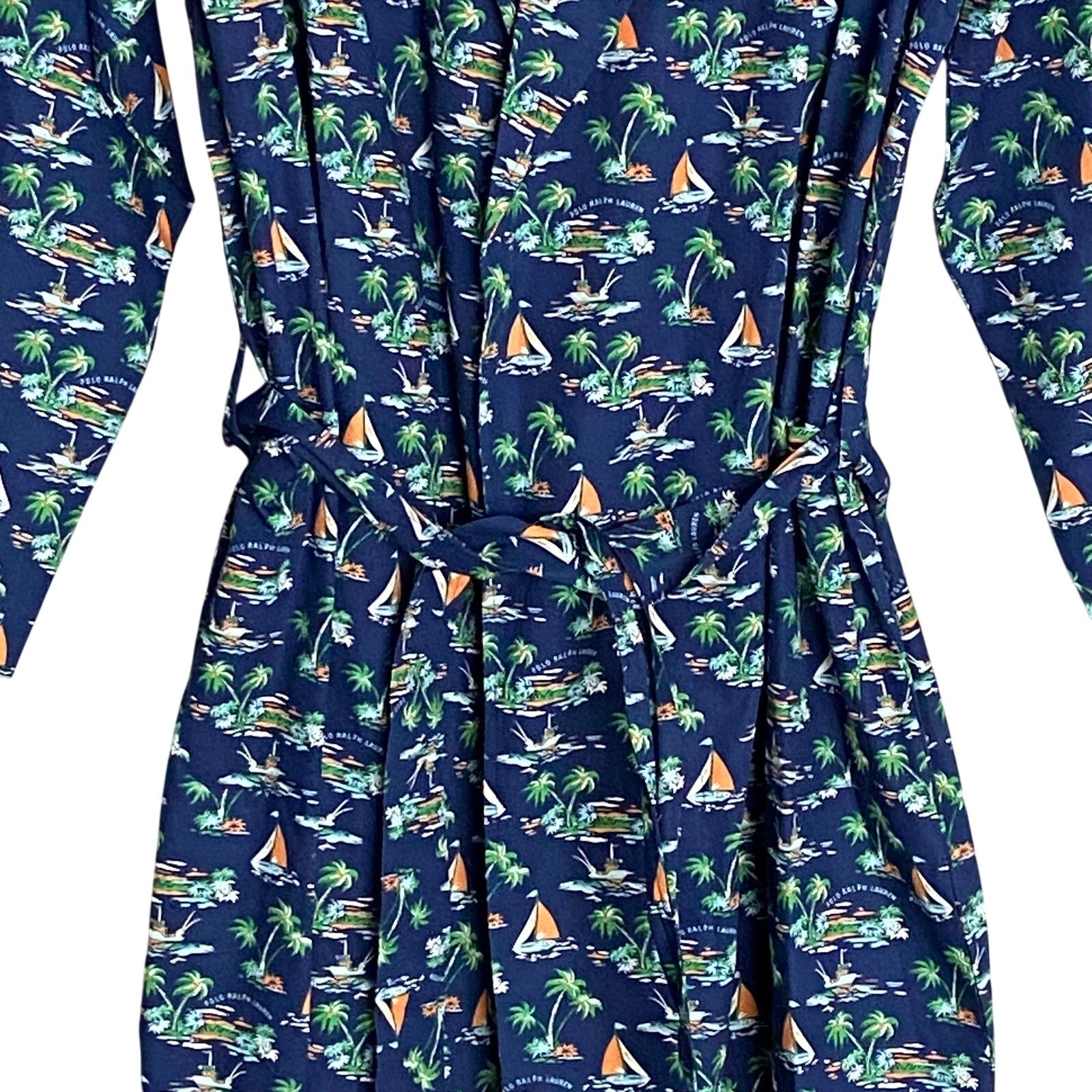 Polo Ralph Lauren Sleepwear Men's Cotton Robe Small/Medium Blue Tropical