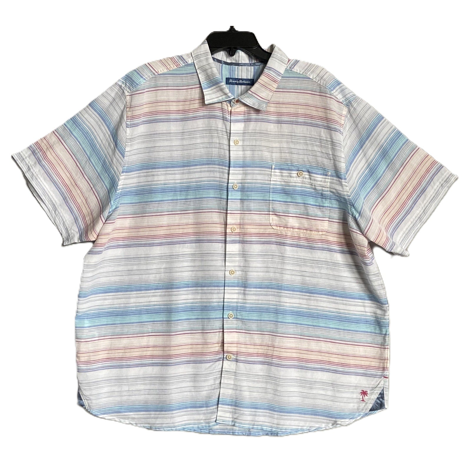 Tommy Bahama Shirt Men's XXL "Sand Linen Sicily Stripe" Linen Blend NEW w/Flaw