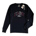 Tommy Hilfiger Tee Men's Large Long Sleeve Waffle-Knit Crew Neck Navy Blue